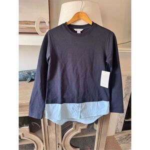 NWT Athleta Gallery Top Tunic Layered Look Navy Blue Quarry Blue Size XXS